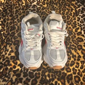 Reebok Womens White and Red Sneakers